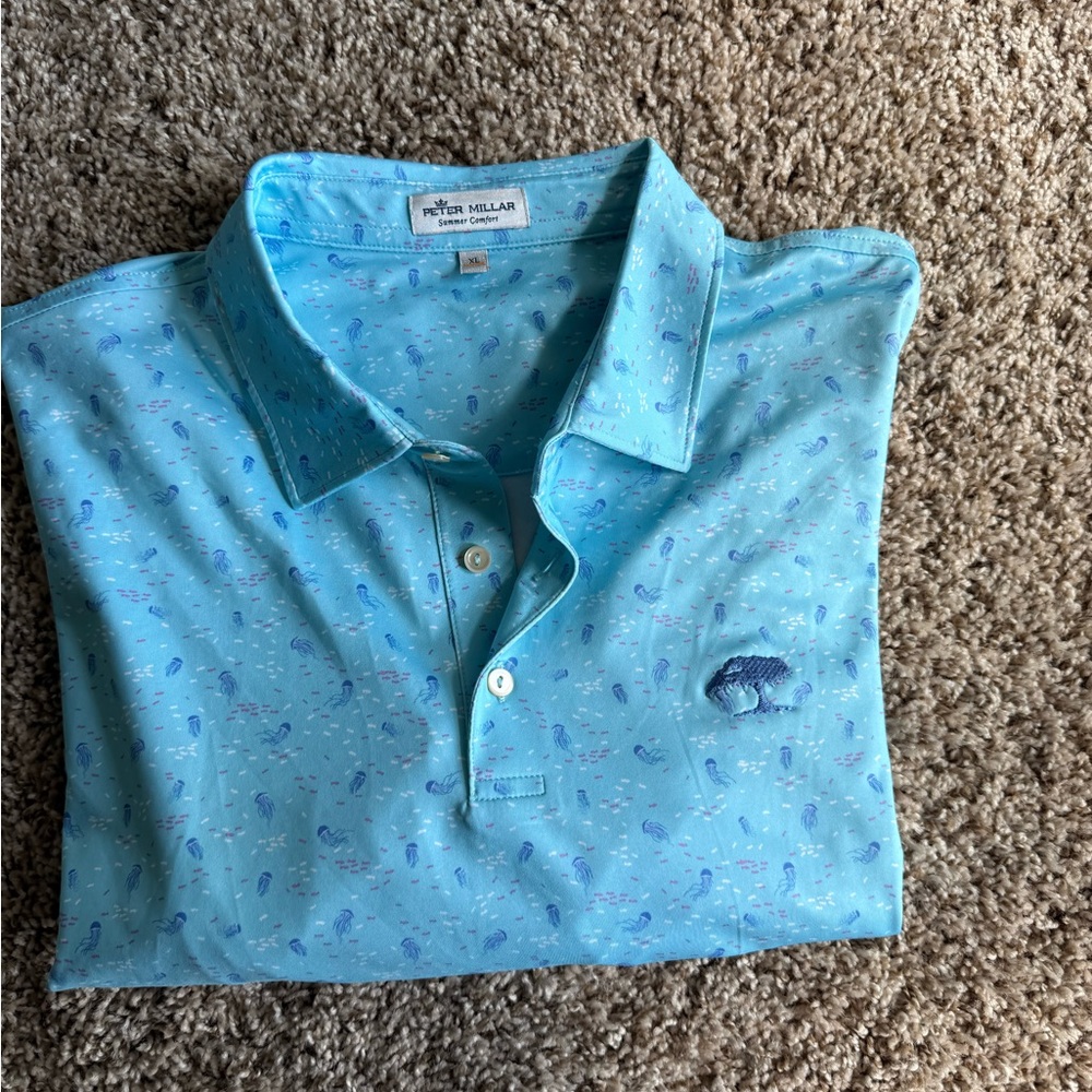 Peter Millar Light Blue Jelly Fish Polo Shirt